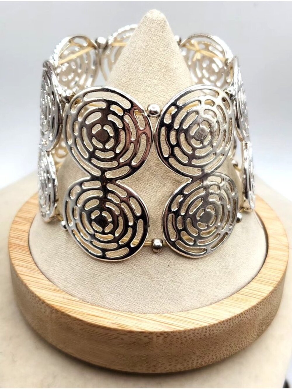 Silver-Tone Circular Cutout Bracelet